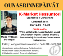 Ounasrinnepäivät lauantaina 25.8.18 klo 12.00 - 16.00 K-Market HESSUNTORI.