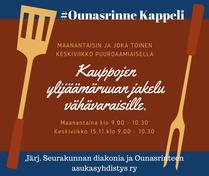 #Ounasrinne Kauppojen ylijäämäruuan jakelu joka maanantai ja joka toinen keskiviikko 15.11, 29,11 jne